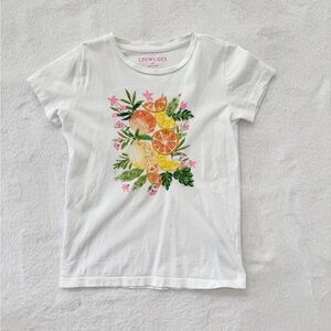 Crewcuts Girls Citrus Sequin Embroidered Tee Size 6-7 White Summer Top